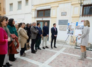 Visita en febrero del presidente y el alcalde a la biblioteca para conocer el proyecto de rehabilitación
